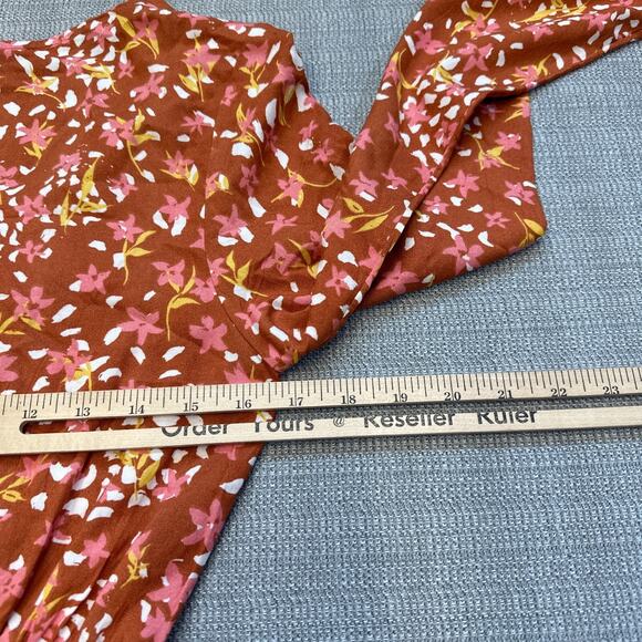 ROXY Floral Romper size Small Rust Pink Floral Festival‎ Beach Fairycore Flowy - Picture 7 of 10